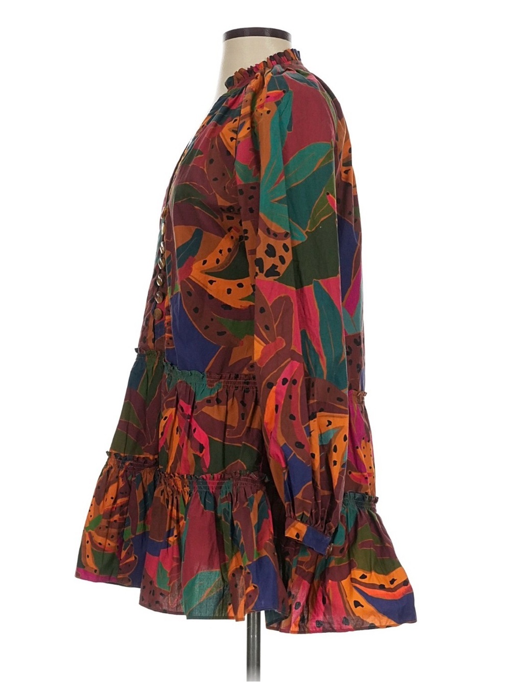 Farm Rio “Leopard’s Jungle” Brown Floral Mini Dress - XS - Picture 9 of 11